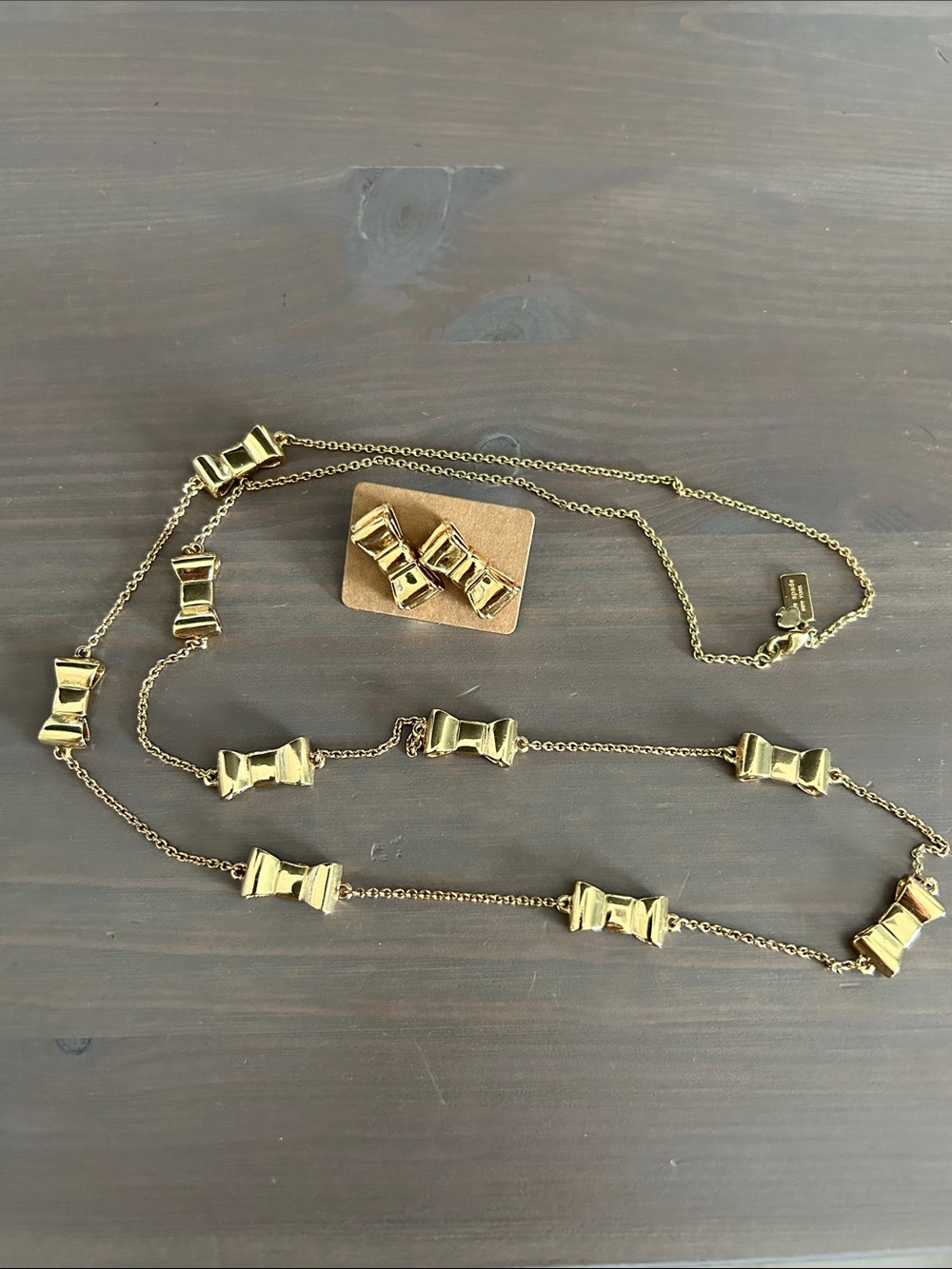 Kate Spade Gold Bow Earrings and Necklace Set - Picture 3 of 4